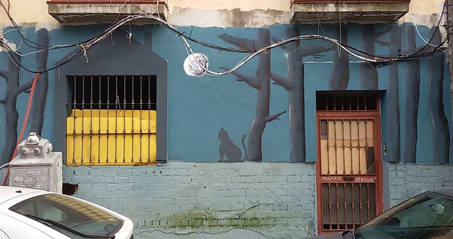Robot and Cat Street Art, Lagunillas, MAUS Project SOHO, Street Art Malaga