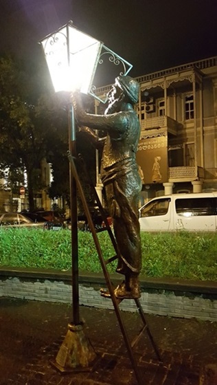 Georgia Tbilisi Statue Street Lamp; Travel Tbilisi