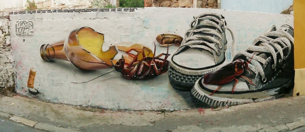 Cockroaches and shoes Street Art, MAUS Project SOHO, Street Art Malaga Lagunillas