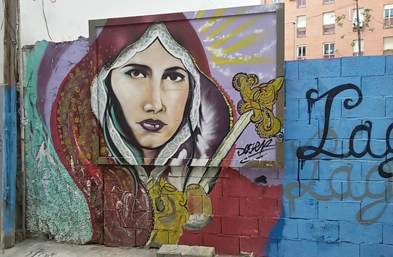 Woman With Veil Street Art, MAUS Project SOHO, Street Art Malaga Lagunillas