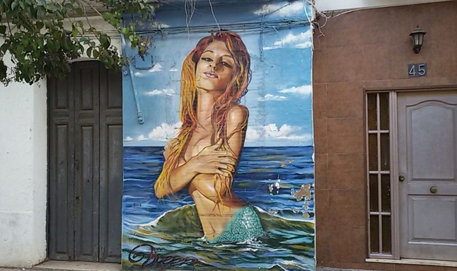Naked Mermaid Street Art, MAUS Project SOHO, Street Art Malaga Lagunillas