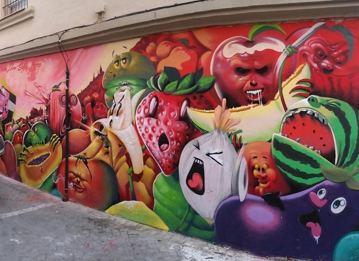 Human Vegetables Street Art, MAUS Project SOHO, Street Art Malaga Lagunillas